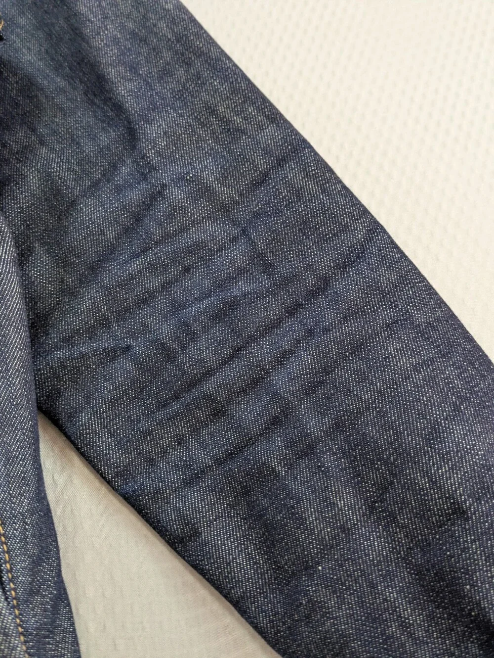 Taylor Stitch Selvage Denim Jacket Mens 38 Indigo Long Haul Trucker Organic EUC